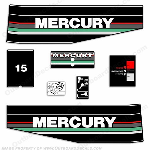Mercury 1993 15HP Outboard Engine Decals INCR10Aug2021