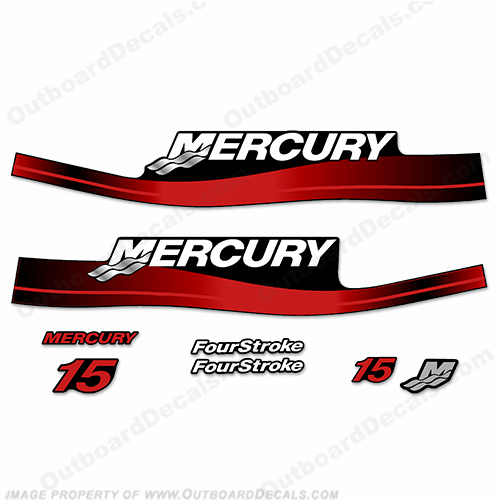 Mercury 15hp 4-Stroke Decal Kit 1999-2006 (Red) INCR10Aug2021