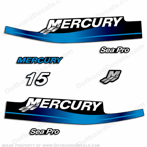 Mercury 15hp SeaPro Decals (Blue) INCR10Aug2021