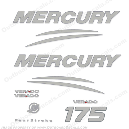 Mercury Verado 175hp Decal Kit - Chrome/Silver 175 hp, INCR10Aug2021