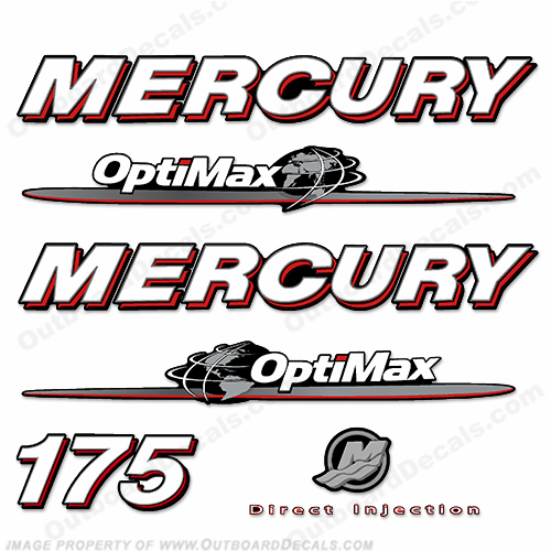 Mercury 175hp "Optimax" Decals 2007 - 2012 INCR10Aug2021