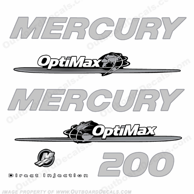 Mercury 200hp Decal Kit - Custom Design (Chrome/Silver) INCR10Aug2021