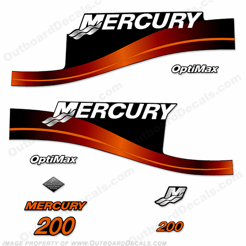 Mercury 200hp Optimax Decals - Custom Orange INCR10Aug2021
