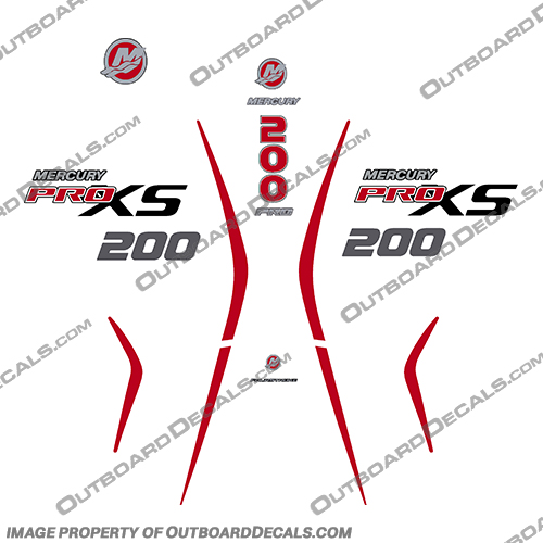 Mercury 200 PROXS New 2018 and up mercury, 250, proxs, pro, xs, new, 2018, 2019, 2020, 2021, 2022, red, black, outboard, decals, stickers, engine, boat, 200, 200hp, 250hp, 225, 225hp