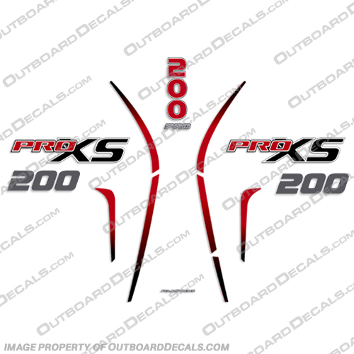 Mercury 200 PROXS New 2018 and up - Partial Kit mercury, 250, proxs, pro, xs, new, 2018, 2019, 2020, 2021, 2022, red, black, outboard, decals, stickers, engine, boat, 200, 200hp, 250hp, 225, 225hp, Partial,