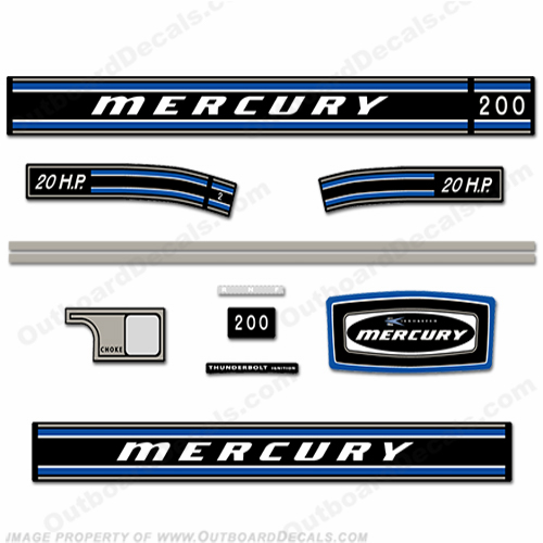 Mercury 1972 20HP Outboard Engine Decals INCR10Aug2021