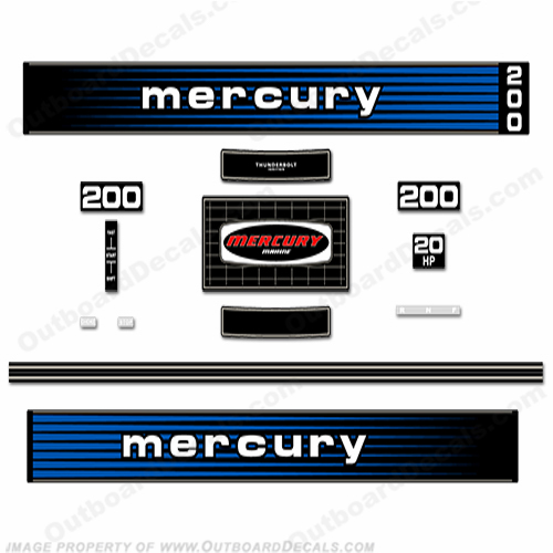 thumbnail image 2 of Mercury 75 HP Two-Stroke Outboard Engine Decals - Blue Sticker Set, Reproduction 2 of 4