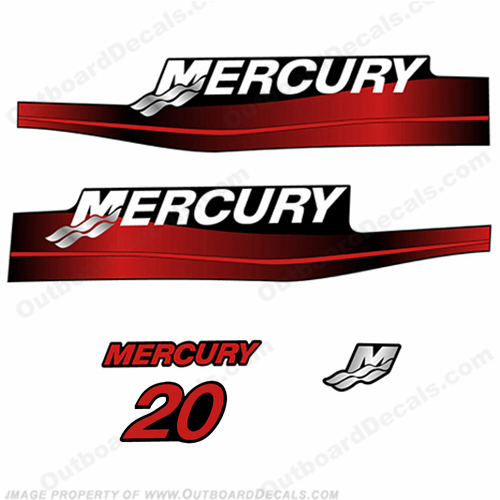 Mercury 20hp Decal Kit 2-Stroke 1999-2006 (Red) INCR10Aug2021