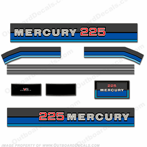 Mercury 1980 225HP Outboard Engine Decals INCR10Aug2021