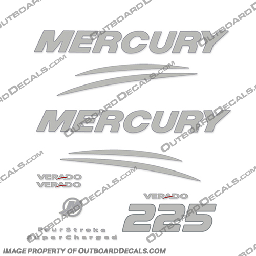 Mercury Verado 225hp Decal Kit - Chrome/Silver INCR10Aug2021