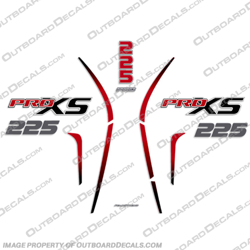 Mercury 225 PROXS New 2018 and up - Partial Kit mercury, 250, proxs, pro, xs, new, 2018, 2019, 2020, 2021, 2022, red, black, outboard, decals, stickers, engine, boat, 200, 200hp, 250hp, 225, 225hp, partial,