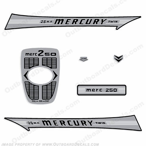 Mercury 1962 25HP Outboard Engine Decals INCR10Aug2021