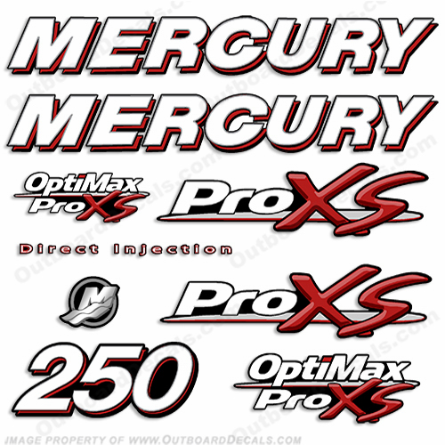 Mercury 250hp Optimax ProXS Decal Kit pro xs, optimax proxs, optimax pro xs, optimax pro-xs, pro-xs, 250 hp, INCR10Aug2021, pro, xs, proxs
