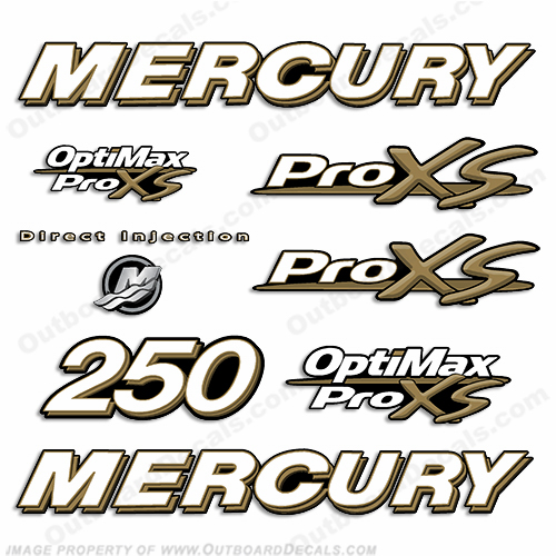 Mercury 250hp ProXS Decal Kit - Gold pro xs, optimax proxs, optimax pro xs, optimax pro-xs, pro-xs, INCR10Aug2021