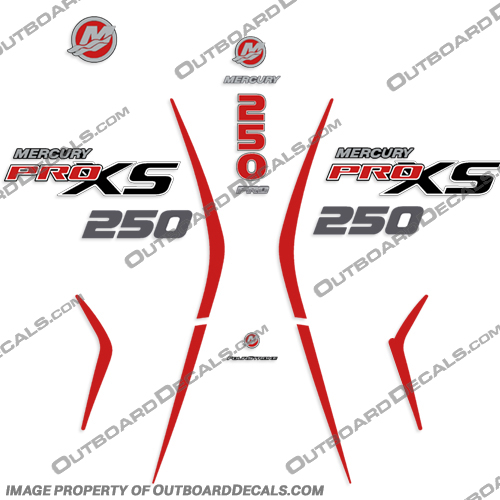 Mercury 250 PROXS New 2018 and up mercury, 250, proxs, pro, xs, new, 2018, 2019, 2020, 2021, 2022, red, black, outboard, decals, stickers, engine, boat, 
