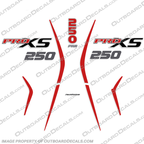 Mercury 250 PROXS New 2018 and up - Partial Kit mercury, 250, proxs, pro, xs, new, 2018, 2019, 2020, 2021, 2022, red, black, outboard, decals, stickers, engine, boat, Partial, 