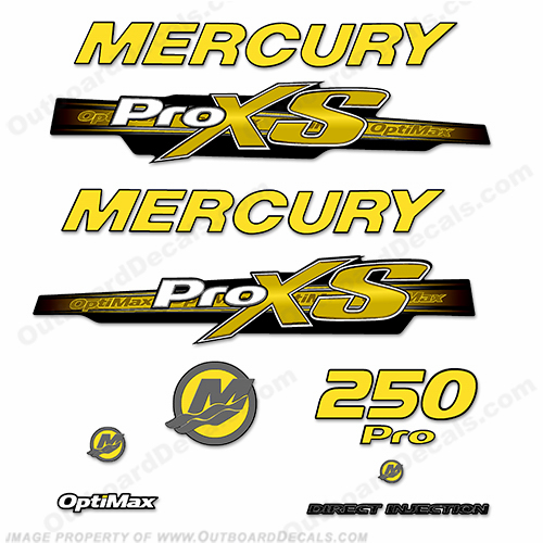 YELLOW MERCURY 90 OUTBOARD MOTOR STICKERS ENGINE KIT