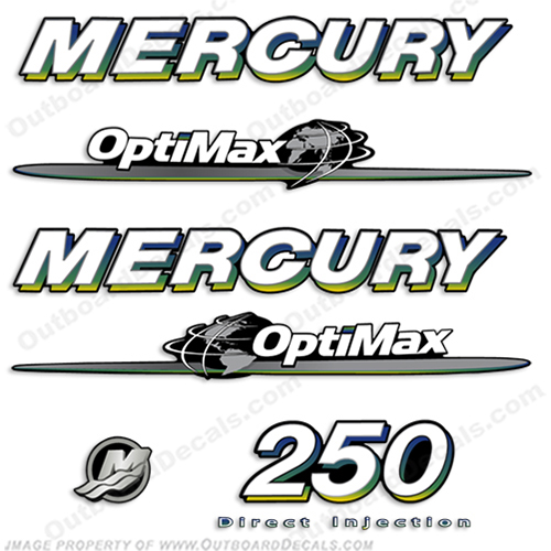 Mercury 250hp Optimax Decal Kit 2007-2012 - Custom Mahi! 250 hp, 250, INCR10Aug2021