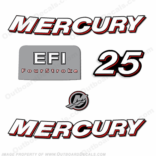 Mercury 25hp FourStroke EFI Decal Kit - 2006 INCR10Aug2021