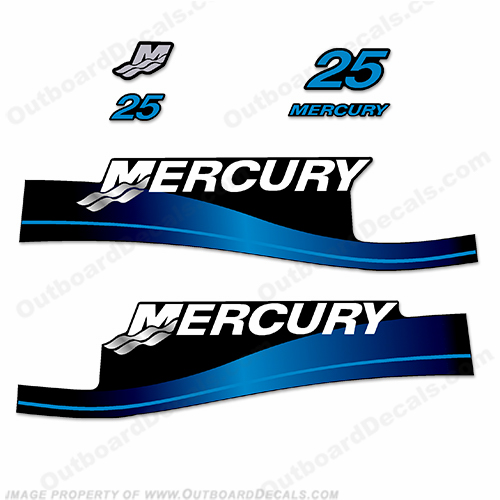 Mercury 25hp 2-Stroke Decal Kit - 1999-2004 (Blue) INCR10Aug2021
