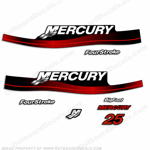 Mercury 25hp Four Stroke Decal Kit (Red) 1999-2006 INCR10Aug2021