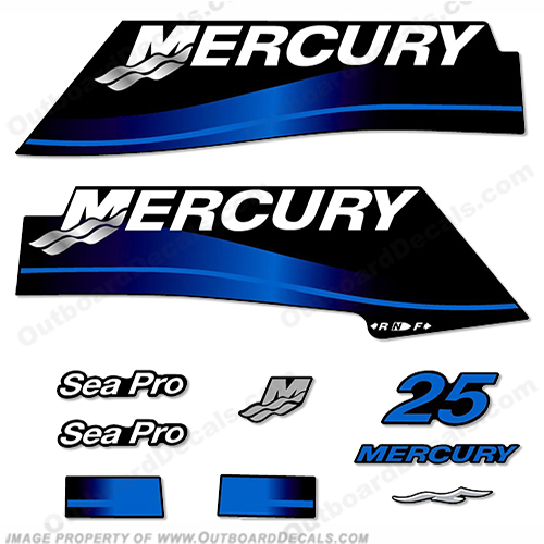 Mercury 25hp SeaPro Decals 2004-2009 (Blue) INCR10Aug2021