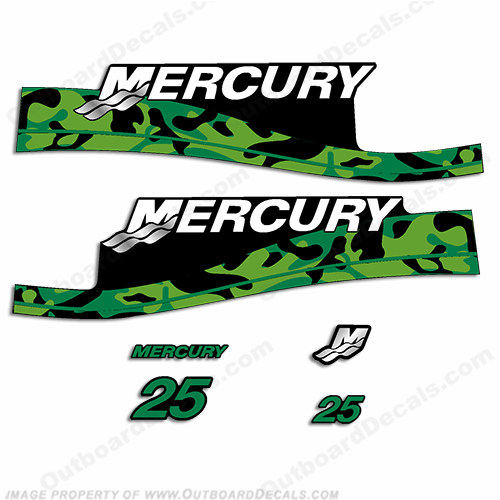 Mercury Outboard  Lime Green  Marine Vinyl decal sticker set  25-225 hp 