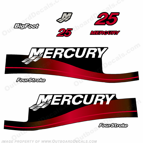 Mercury 25hp 4-Stroke Decals 1999 - 2004 (Red) INCR10Aug2021