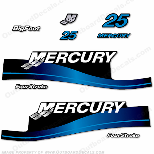 Mercury 25hp 4-Stroke Decals 1999 - 2004 (Blue) INCR10Aug2021