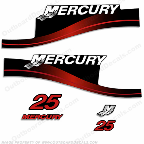 Mercury 25hp 2-Stroke Decal Kit - 1999-2004 (Red) INCR10Aug2021