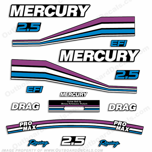Mercury 260hp 2.5L Racing Partial Decals - Purple/Blue INCR10Aug2021