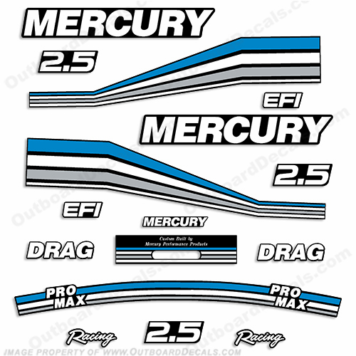 Mercury 260hp 2.5L Racing Partial Decals - Custom Blue/Silver INCR10Aug2021