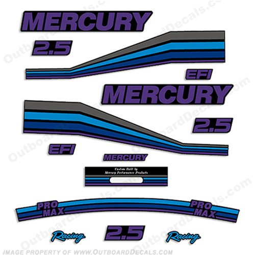Mercury 2.5L ProMax Racing Partial Decals - Purple/Blue/Grey pro. max, pro max, pro-max, INCR10Aug2021