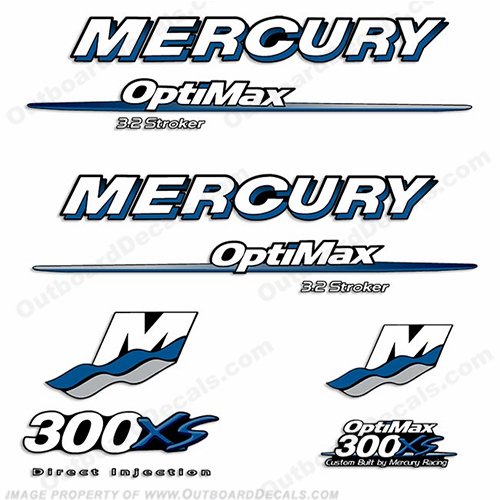 Mercury 300XS 3.2 Stroker Decal Kit - Custom Blue 300, 300-xs, 300 xs, xs, INCR10Aug2021
