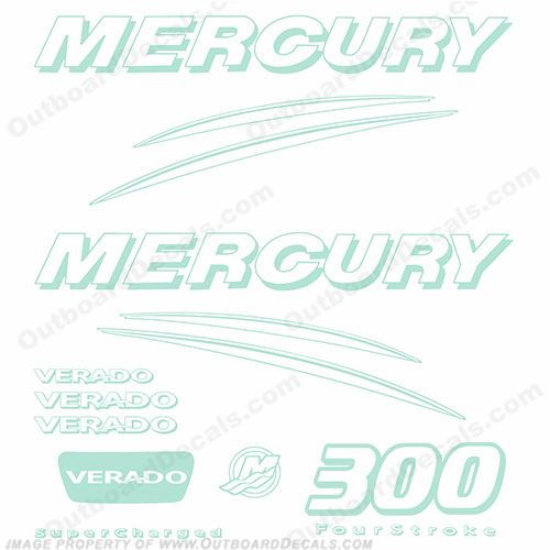 Mercury Verado 300hp Decal Kit - 1 Color - Custom Sea Foam INCR10Aug2021