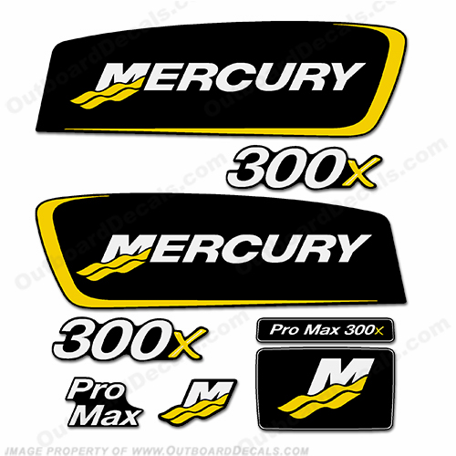Mercury 300x ProMax Decals - Yellow pro. max, pro max, pro-max, INCR10Aug2021