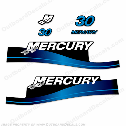Mercury 30hp Decal Kit 2-Stroke 1999-2004 (Blue) INCR10Aug2021