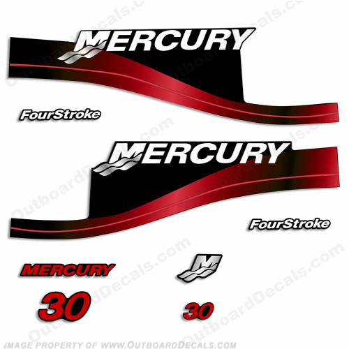 Mercury 125 Four 4 Stroke Decal Kit Outboard Engine Graphic Motor Merc RED 