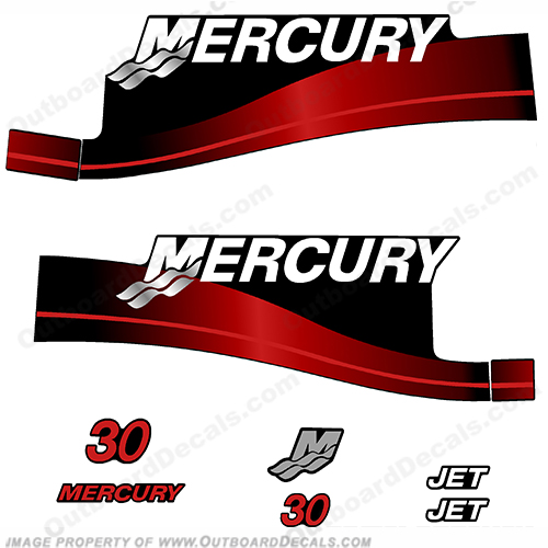 Mercury 30hp Jet Drive Decal Kit 1999-2004 (Red) INCR10Aug2021