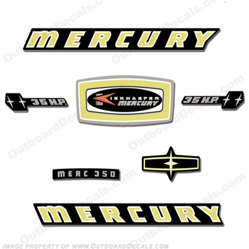Mercury 1965 35HP Outboard Engine Decals INCR10Aug2021