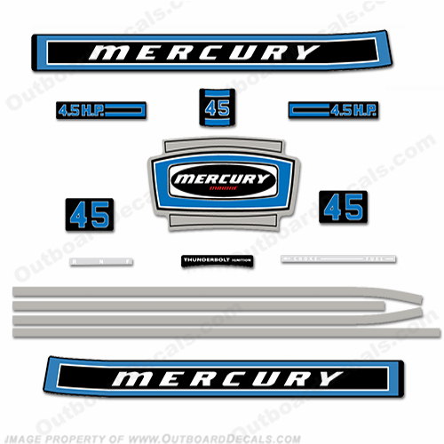 Mercury 1974 4.5hp Outboard Engine Decals INCR10Aug2021