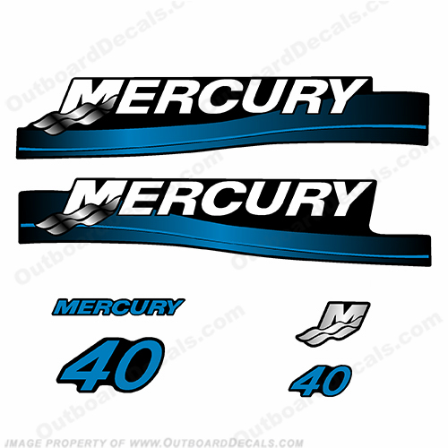 Mercury 40hp 2-Stroke Decal Kit (Blue) INCR10Aug2021