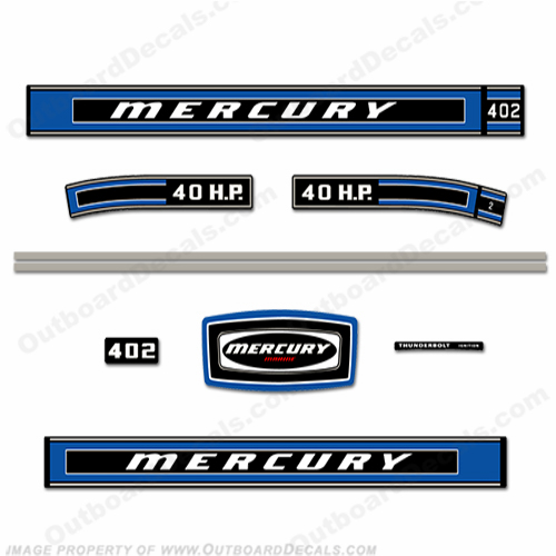 Mercury 1974 40hp Outboard Engine Decals INCR10Aug2021