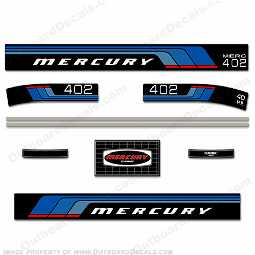 Mercury 1976 - 1977 40HP Outboard Engine Decals mercury, 40, 1976, 1977, 77, efi, salt, water, saltwater, custom, outboard, motor, decal, 40hp