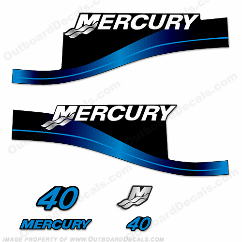 Mercury 40hp 2-Stroke Decals 2004 (Blue) INCR10Aug2021