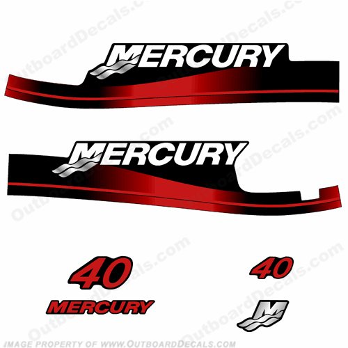 Mercury 40hp Electric Start Decal Kit 1999-2006 (Red) INCR10Aug2021
