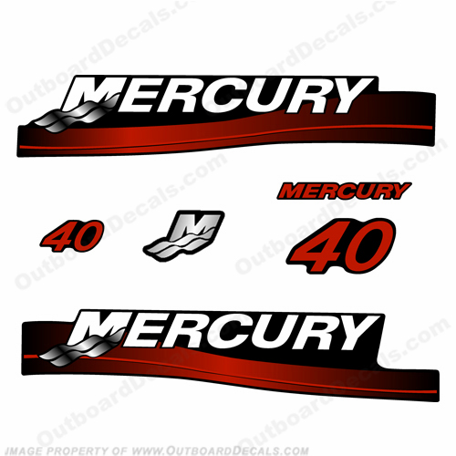 Mercury 40hp 2-Stroke Decal Kit (Red) INCR10Aug2021
