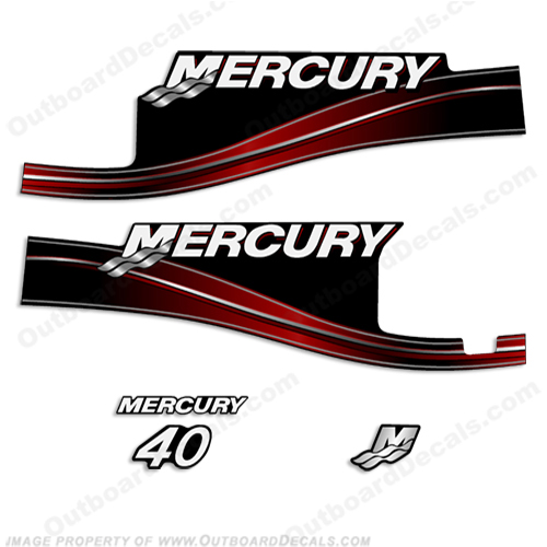 Mercury 40hp 2 Stroke Decal Kit 2005 - 2009 with Oil Window 40 hp, 2 stroke, 2005, 2006, 2007, 2008, 2009, oil window, 40, INCR10Aug2021