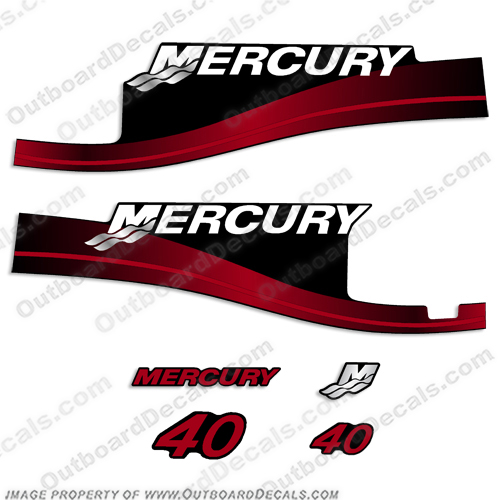 Mercury 40hp Elpto Outboard Engine Motor Decals 2003 2004 (Red)  Mercury, 40, hp Elpto, Outboard, Engine, Motor, Decals, 2003, 2004, red