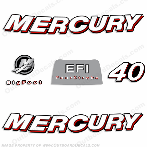 Mercury 40hp Fourstroke Decals (Red) 2006 INCR10Aug2021